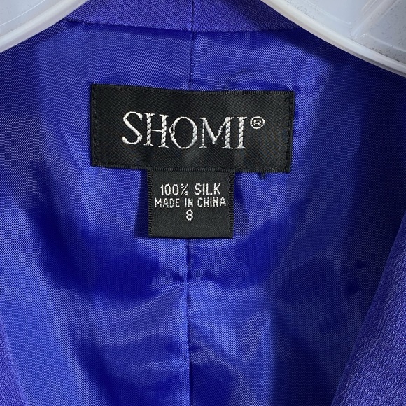 Shomi SILK 2pc set skirt jacket flower buttons size 8 vintage coordinates EXC CD - Picture 9 of 10